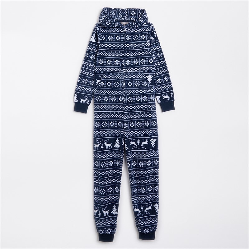 Fluid Kids Christmas Microfleece Jacquard Onesie Multi Navy - Image 2