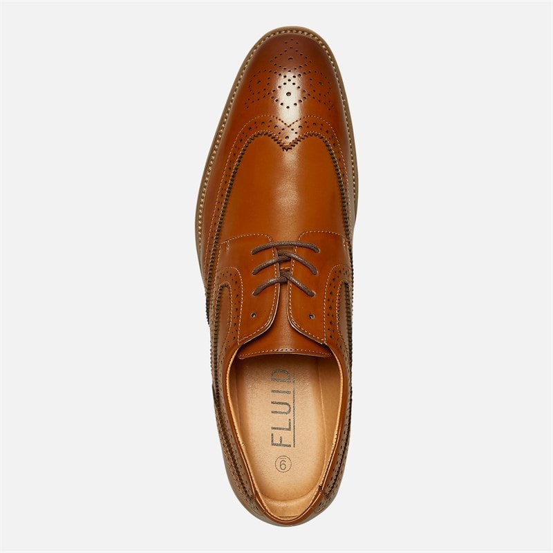 Fluid Mens Alfred Brogue Shoes Tan - Image 4