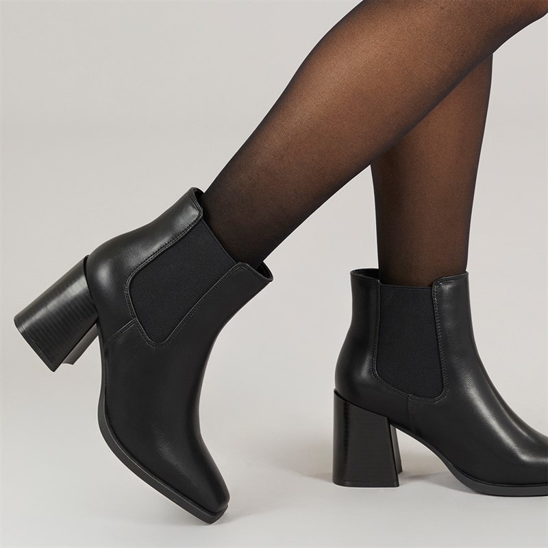 Fluid Womens Aston Square Toe Chelsea Boots Black PU