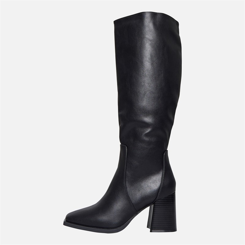 Fluid Womens Aston Square Toe Knee High Boots Black PU - Image 2