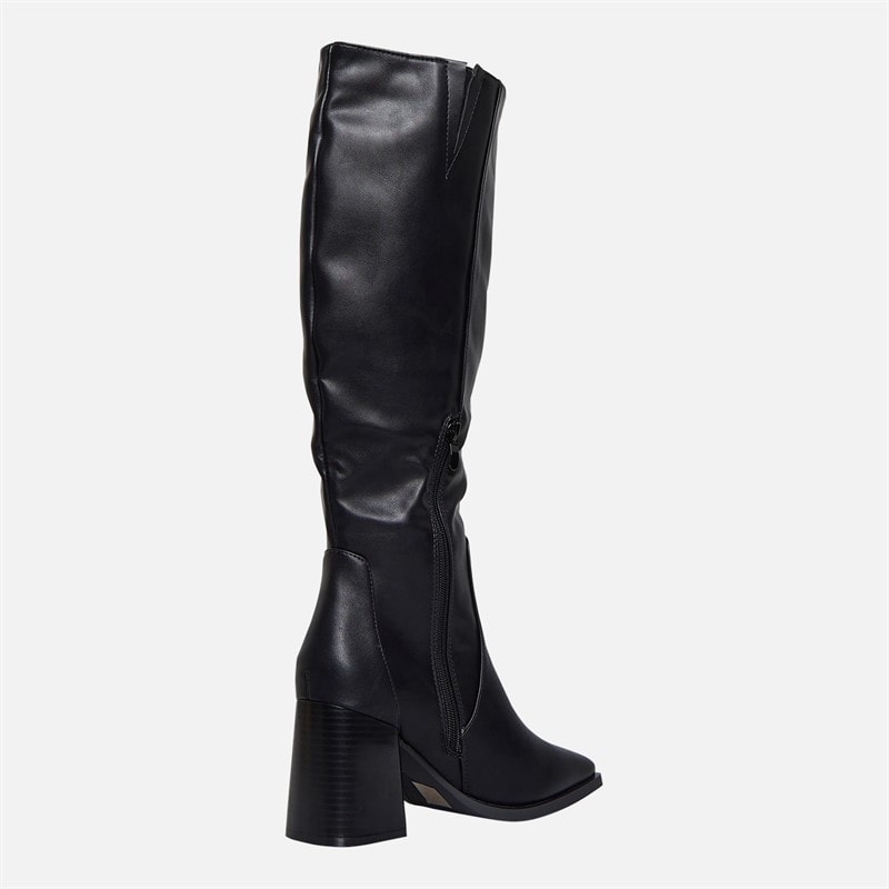 Fluid Womens Aston Square Toe Knee High Boots Black PU - Image 5