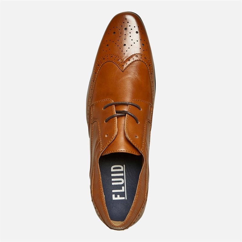 Fluid Mens Kingston Wingtip Brogue Shoes Tan - Image 4