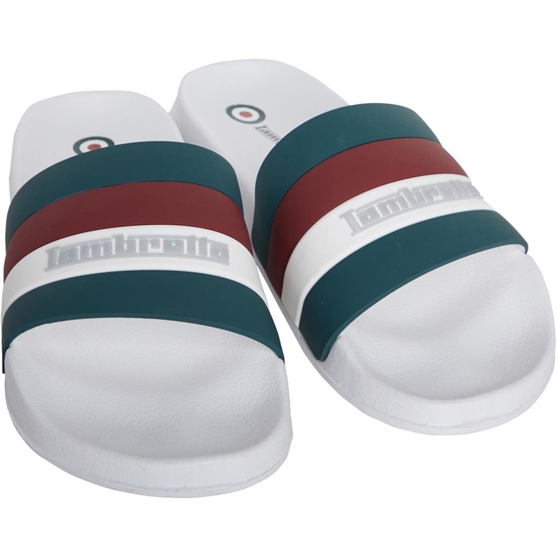Lambretta Mens Prince Slides White/Green