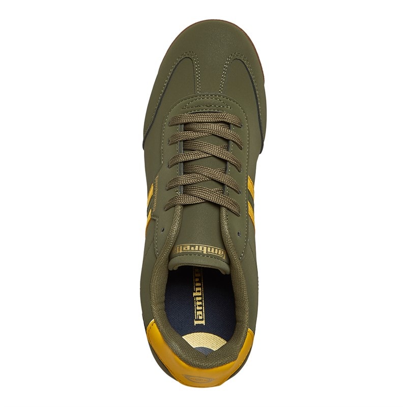 Lambretta Mens Tackle Trainers Khaki/Gold - Image 4