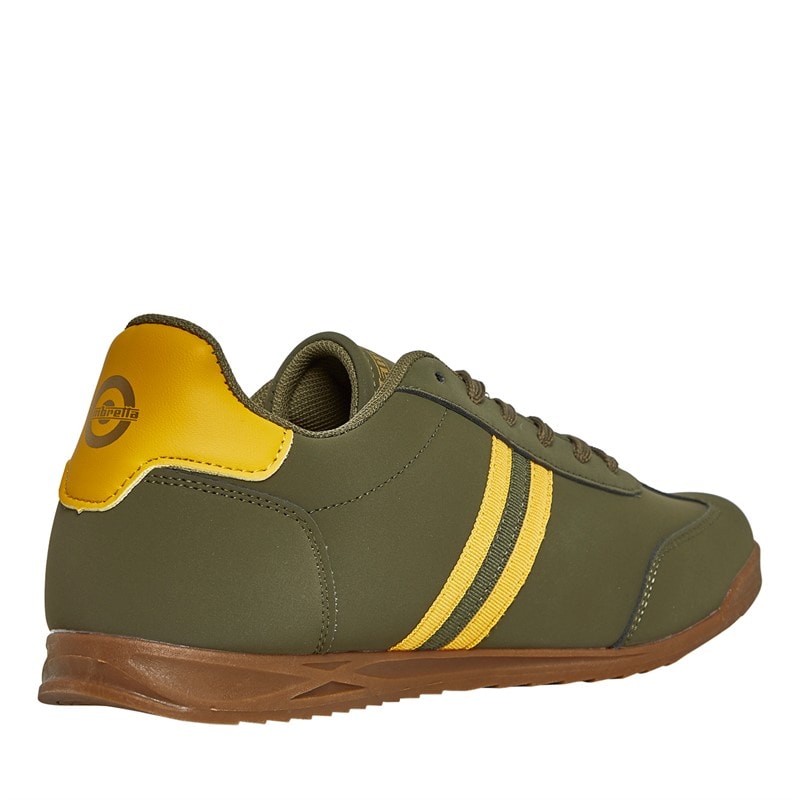 Lambretta Mens Tackle Trainers Khaki/Gold - Image 5