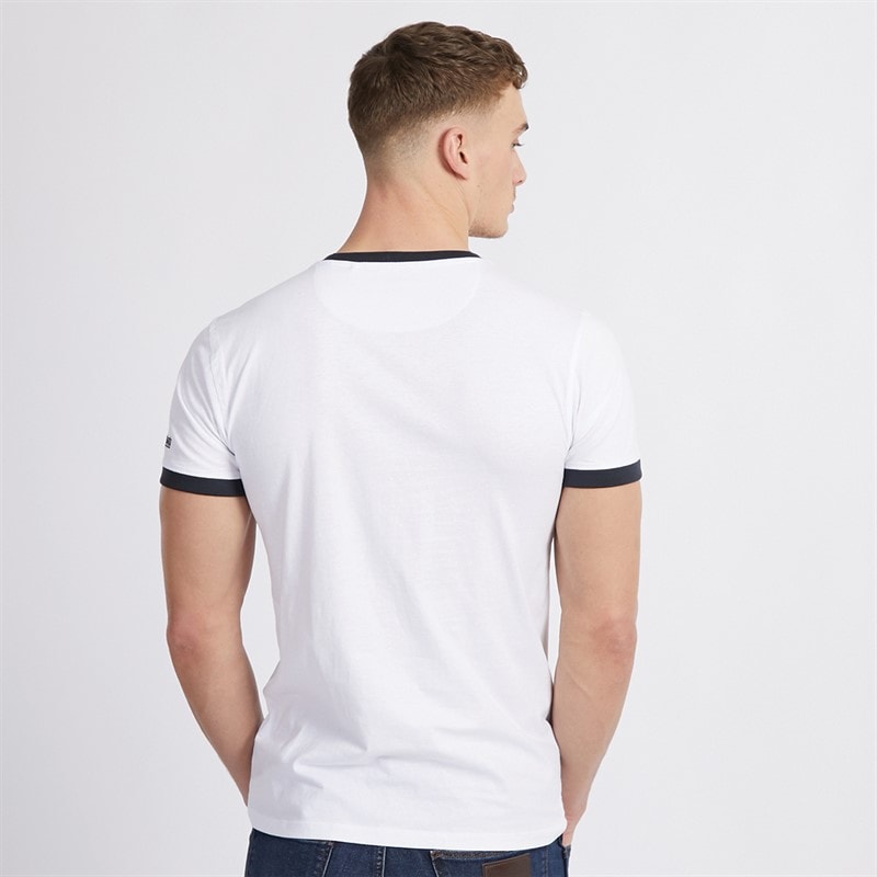 Lambretta Mens Logo Ringer T-Shirt White/Navy - Image 2