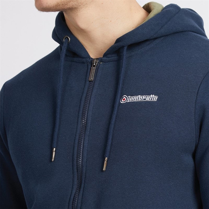 Lambretta Mens Hoodie Navy/Khaki - Image 3