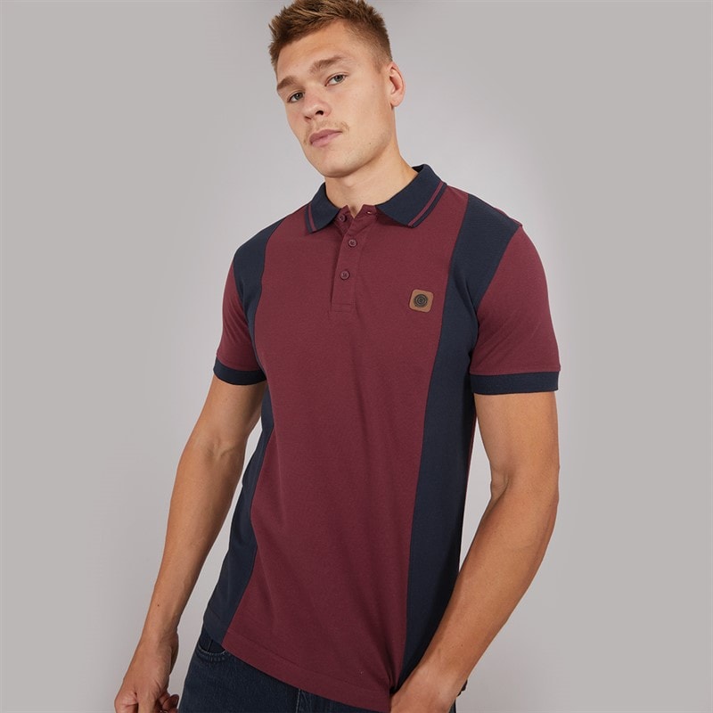 Lambretta Mens Vintage Polo Shirt Burg/Navy - Image 1