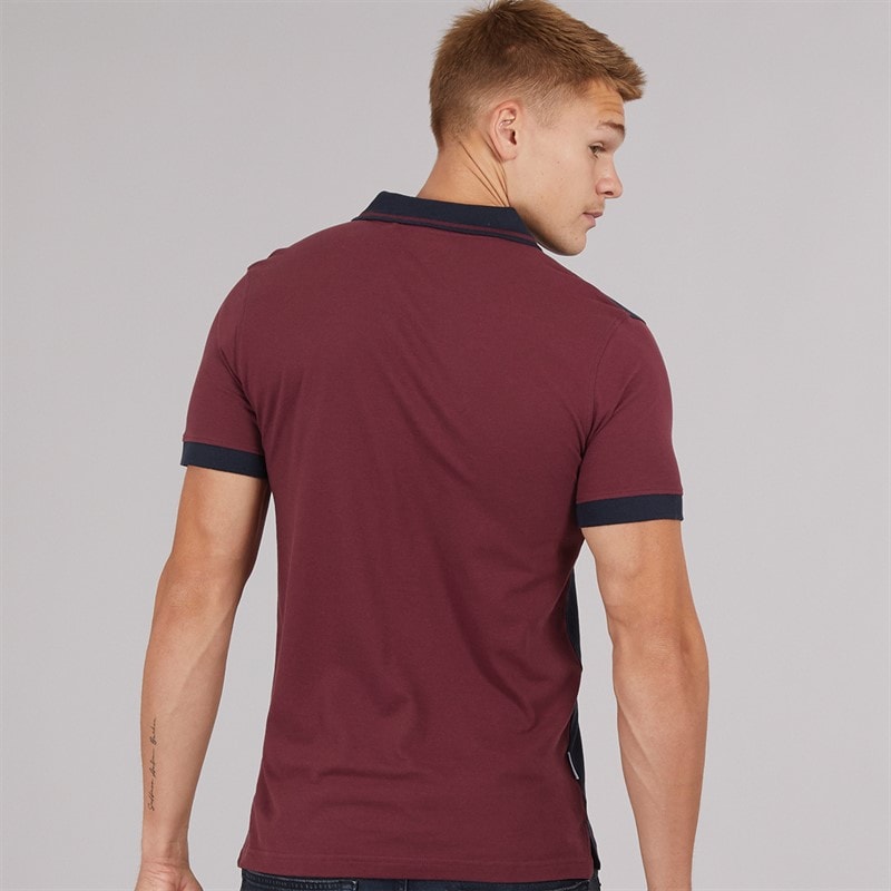 Lambretta Mens Vintage Polo Shirt Burg/Navy - Image 2