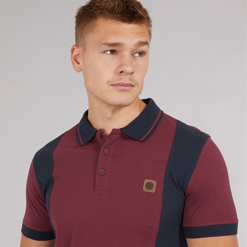 Lambretta Mens Vintage Polo Shirt Burg/Navy - Image 3