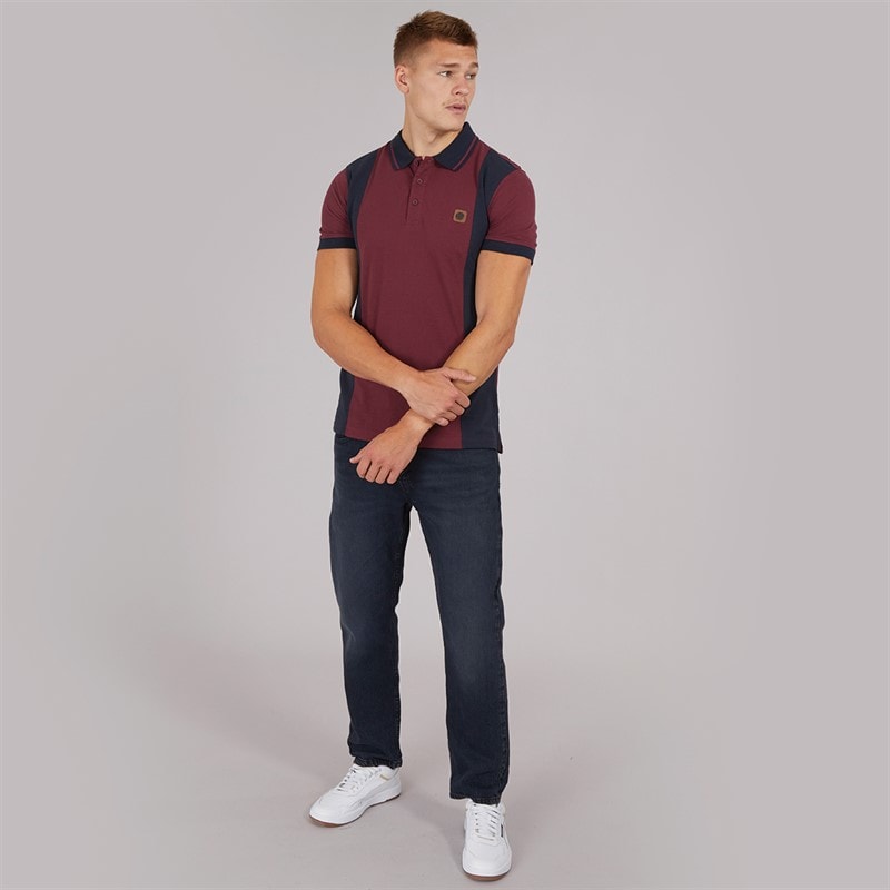 Lambretta Mens Vintage Polo Shirt Burg/Navy - Image 4