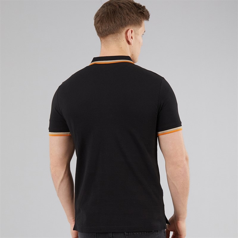 Lambretta Mens Triple Tipped Polo Shirt Black Stone/Cash/Orange - Image 2