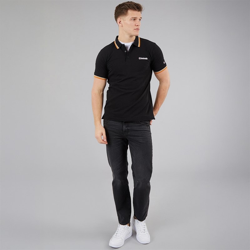 Lambretta Mens Triple Tipped Polo Shirt Black Stone/Cash/Orange - Image 4