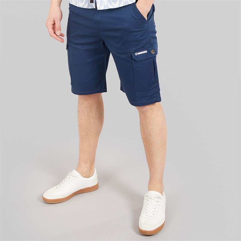 Lambretta Mens Cargo Shorts Navy - Image 1