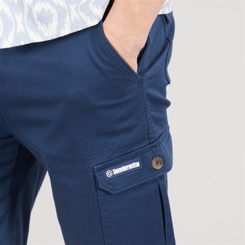Lambretta Mens Cargo Shorts Navy - Image 3