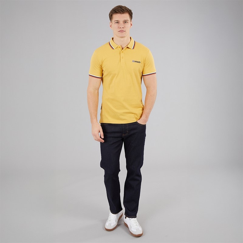 Lambretta Mens Triple Tipped Polo Shirt Gold White/Navy/Clay - Image 4