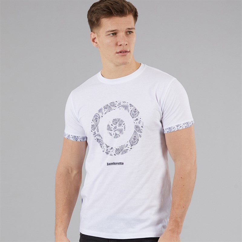 Lambretta Mens Paisley Target T-Shirt White - Image 1