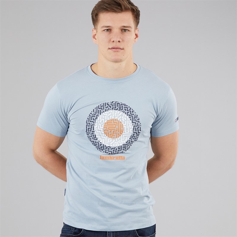 Lambretta Mens Geo Target T-Shirt Dusky Blue - Image 1