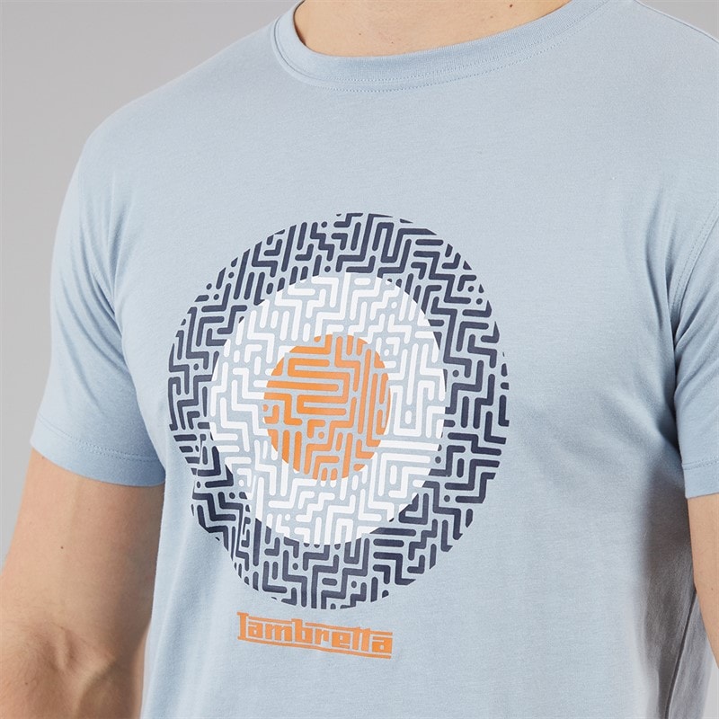 Lambretta Mens Geo Target T-Shirt Dusky Blue - Image 3