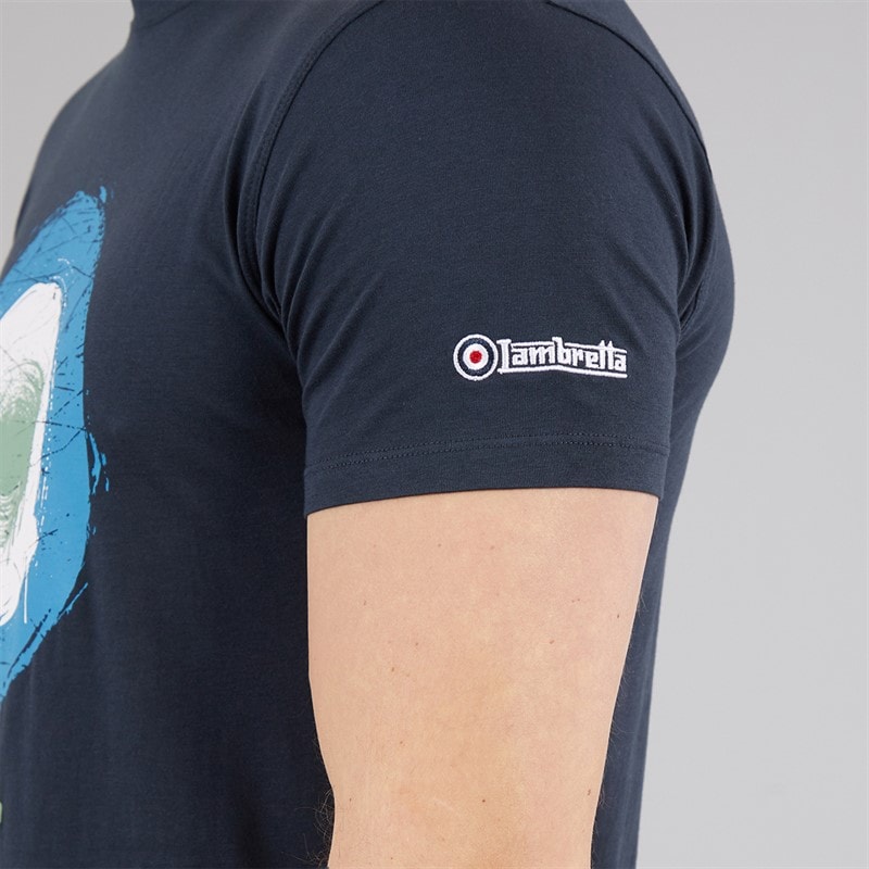 Lambretta Mens Target Spray T-Shirt Navy - Image 3