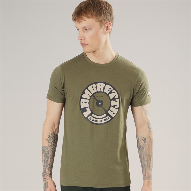 Lambretta Mens Vinyl T-Shirt Khaki