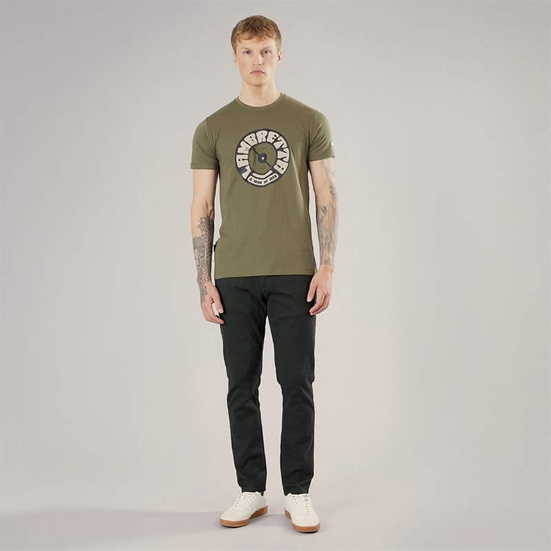 Lambretta Mens Vinyl T-Shirt Khaki - Image 3