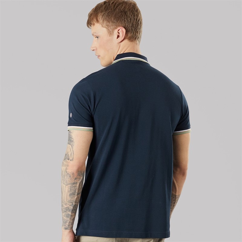Lambretta Mens Triple Tipped Polo Shirt Navy Navy White/Stone/Basil - Image 2