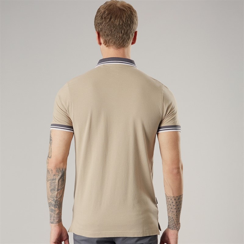 Lambretta Mens Contrast Polo Shirt Stone/Iron - Image 2