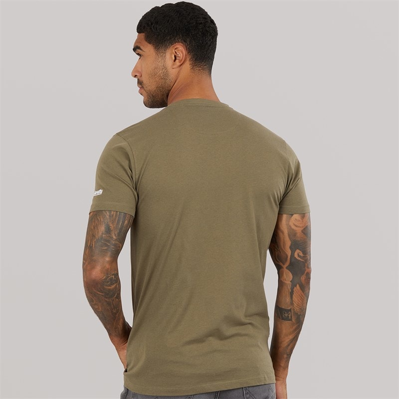 Lambretta Mens Racing Stripe T-Shirt Khaki - Image 2