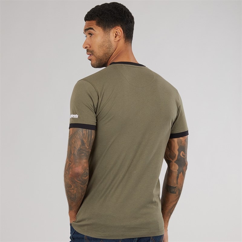 Lambretta Mens Target Ringer T-Shirt Khaki - Image 2