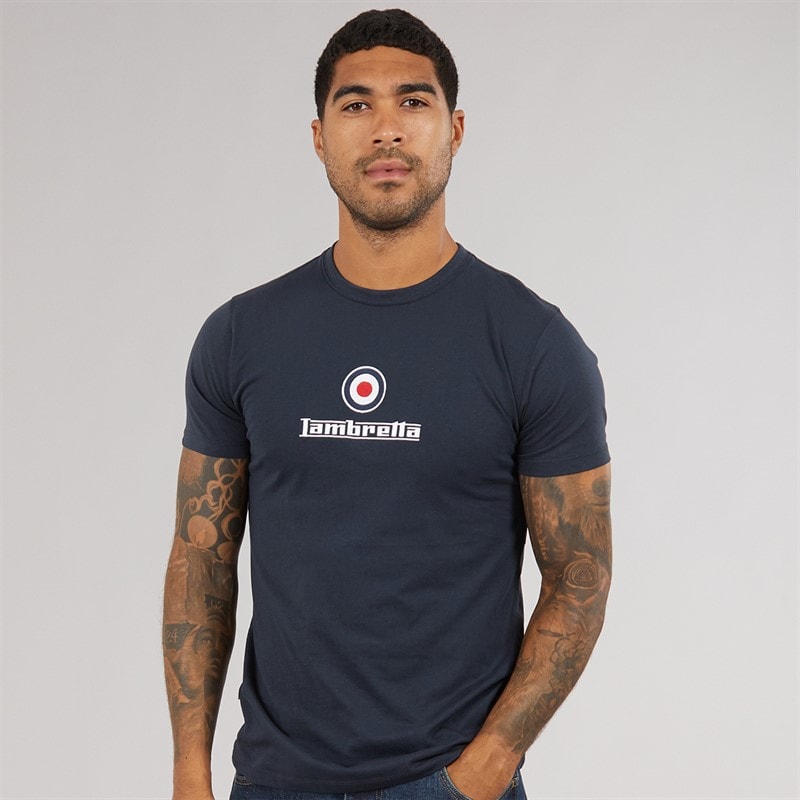 Lambretta Mens Brand Logo T-Shirt Navy