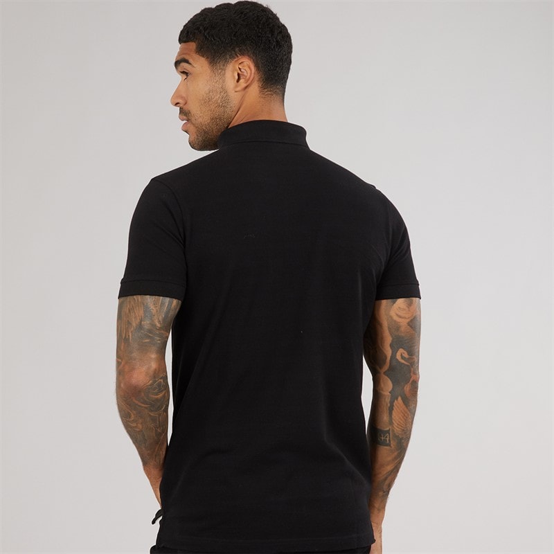 Lambretta Mens Classic Stripe Polo Shirt Black/Nomad - Image 2