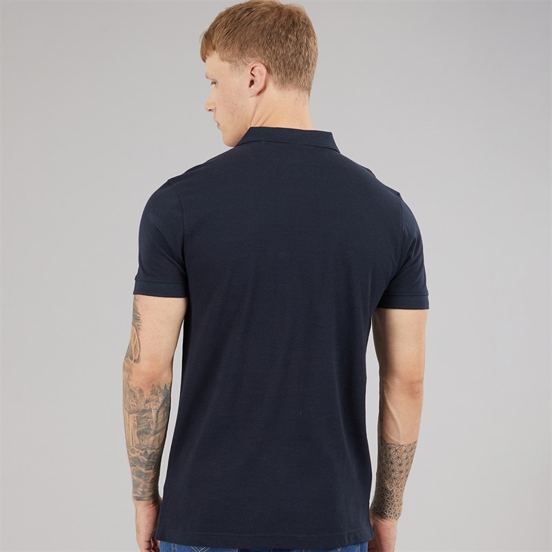 Lambretta Mens Classic Stripe Polo Shirt Navy/Smoke Blue - Image 2