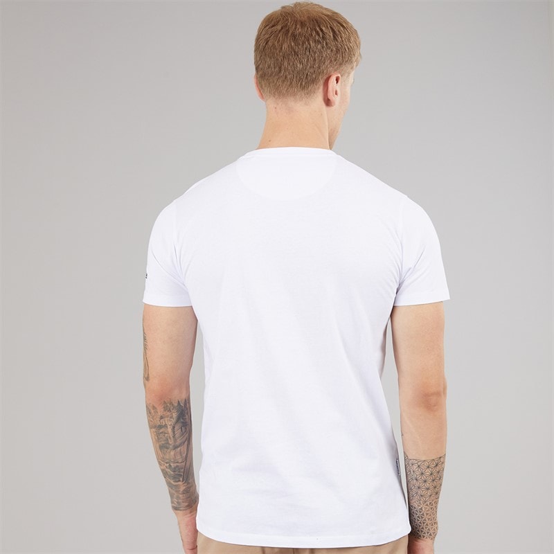 Lambretta Mens Racing Stripe T-Shirt White/Navy/Grey - Image 2