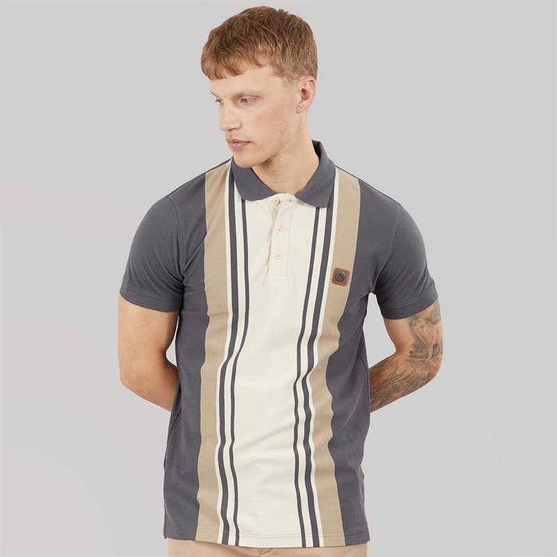 Lambretta Mens Classic Stripe Polo Shirt Iron