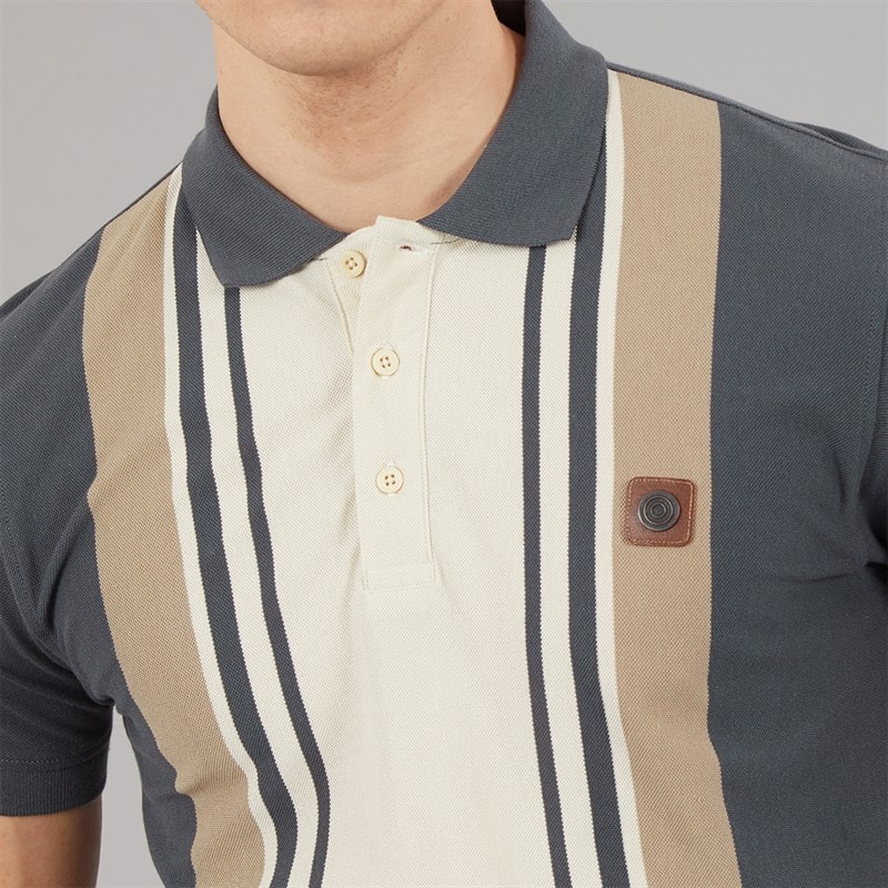 Lambretta Mens Classic Stripe Polo Shirt Iron - Image 3