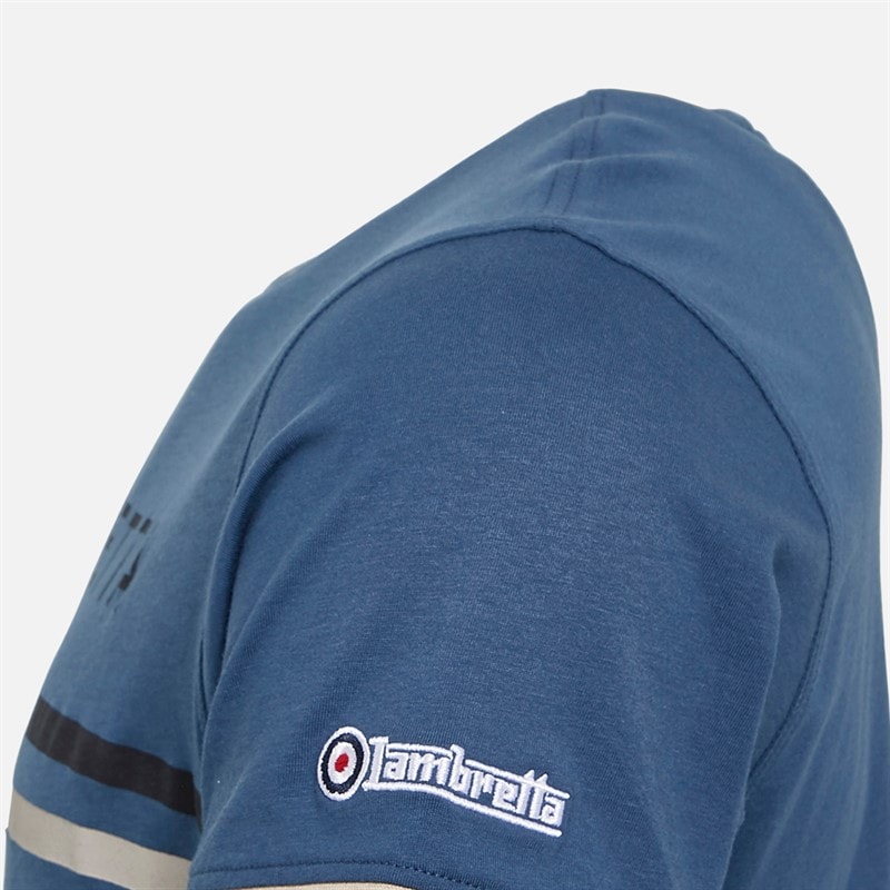 Lambretta Mens Target Ringer T-Shirt Moonlit Ocean - Image 2