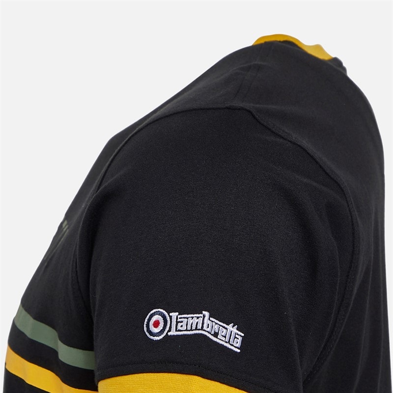 Lambretta Mens Target Ringer T-Shirt Black/Gold - Image 2