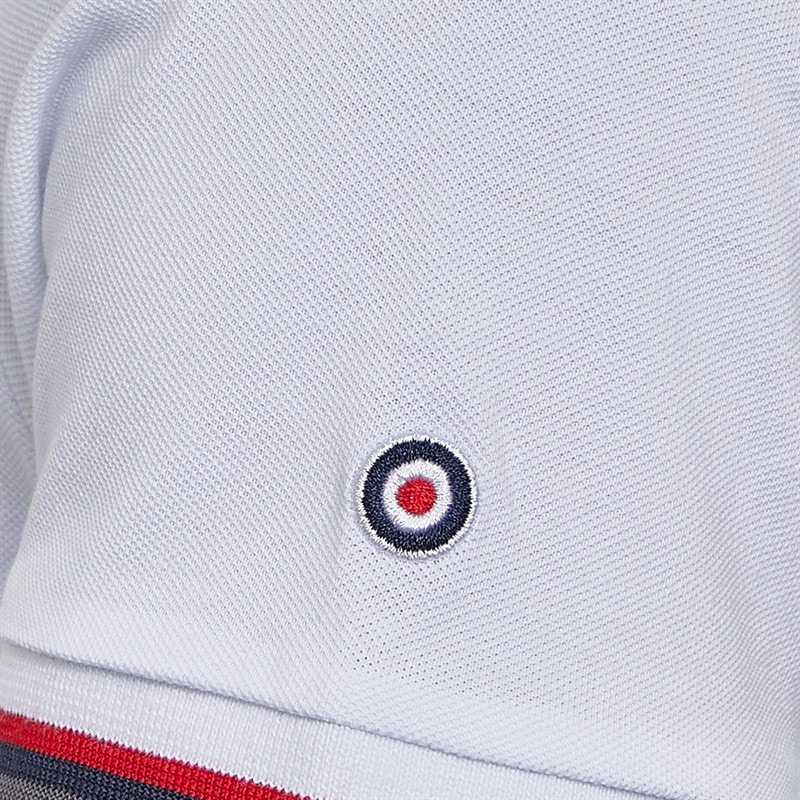 Lambretta Mens Twin Tipped Polo Shirt White/Navy/Iron - Image 2
