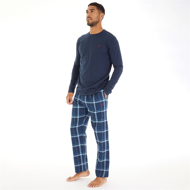 Farah Mens Steeni Lounge Set Navy/Navy Check - Image 4