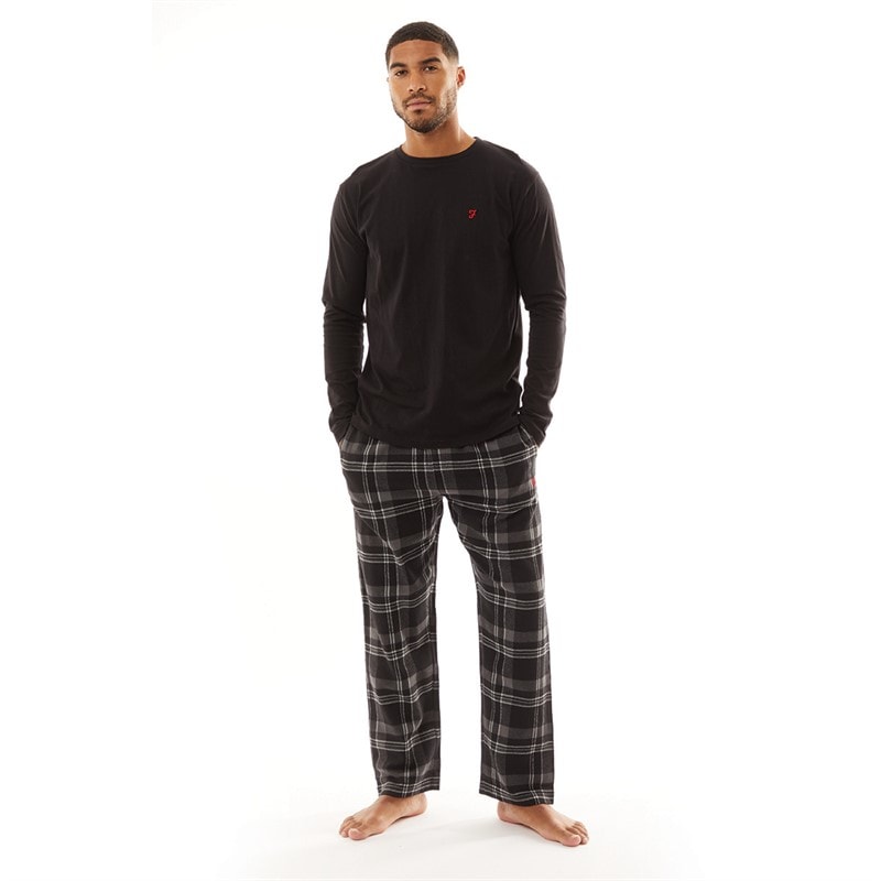 Farah Mens Steeni Lounge Set Black/Black Check - Image 4