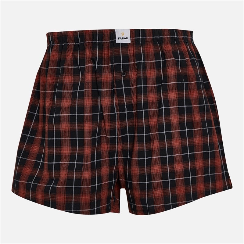 Farah Mens Aleeta Three Pack Woven Boxer Shorts Black/Red Micro Check/Black/White Red Black Check - Image 2