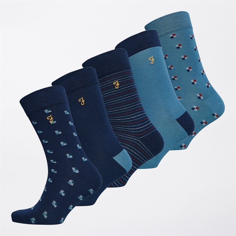Farah Mens Mayren Five Pack Dress Socks Mixed - Image 1