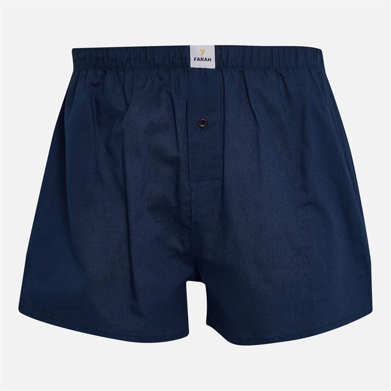 Farah Mens Mofty Three Pack Woven Boxer Shorts Navy Blue White Check/Navy/Navy Blue White Stripe - Image 2