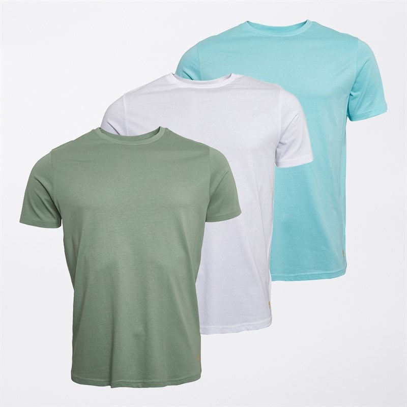 Farah Mens Nanes Three Pack T-Shirts Light Blue/Sage/White