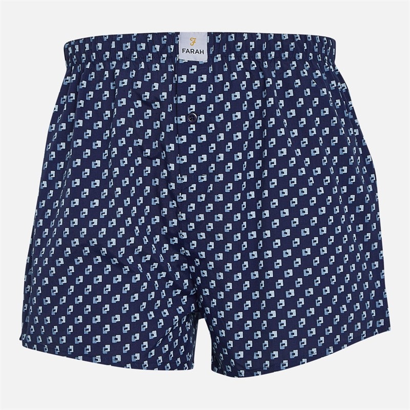 Farah Mens Minet Three Pack Woven Boxer Shorts Navy Blue Check/Navy/Navy Blue Check - Image 3