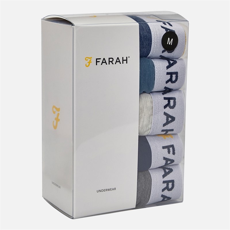 Farah Mens Orden Five Pack Boxer Shorts Denim/Blue/Navy/Charcoal Marl/Ecru Marl - Image 2