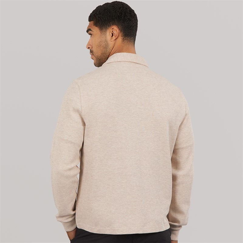 Fred Perry Mens Long Sleeve Overshirt Porridge Marl - Image 2