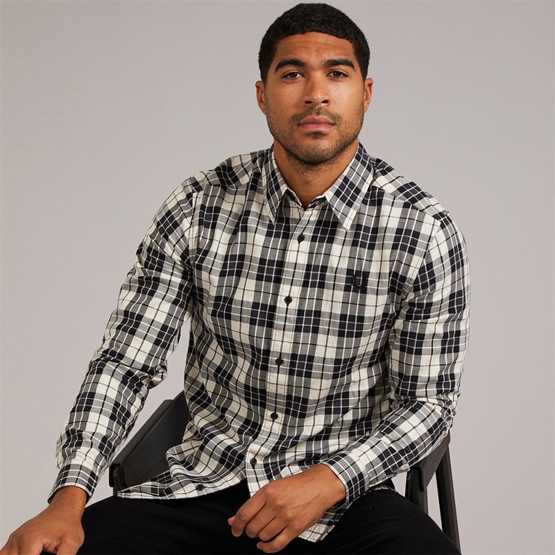 Fred Perry Mens Long Sleeve Shirt Porridge Marl