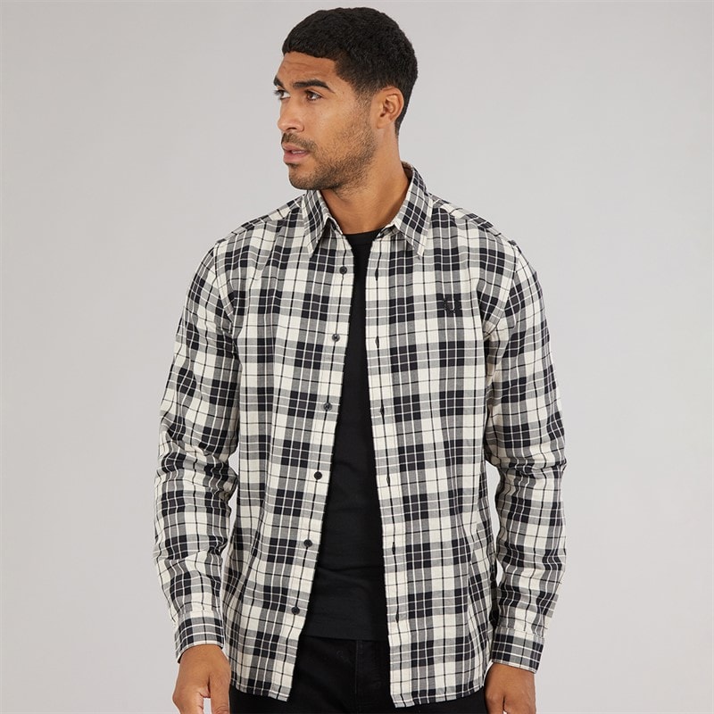 Fred Perry Mens Long Sleeve Shirt Porridge Marl - Image 3